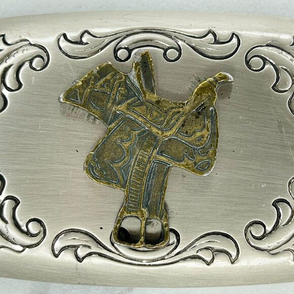 Vintage Leaves Leaf Saddle Western Belt Buckle Made in USA ✨ - Picture 4 of 9